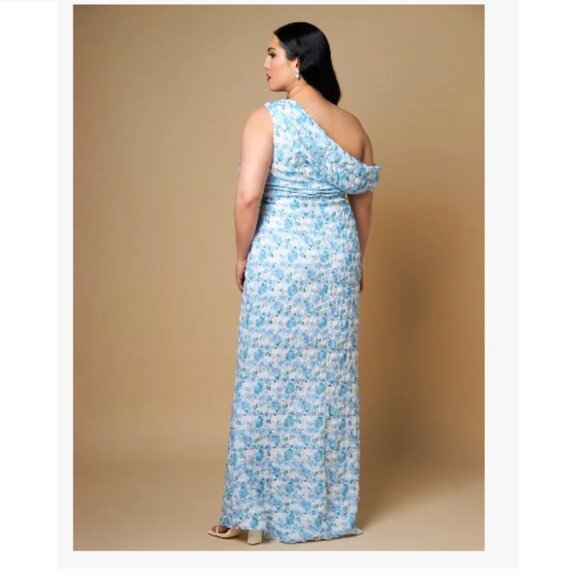 Rebdolls Forget Me Not Floral Asymmetrical Maxi Bodycon Dress - Picture 8 of 9